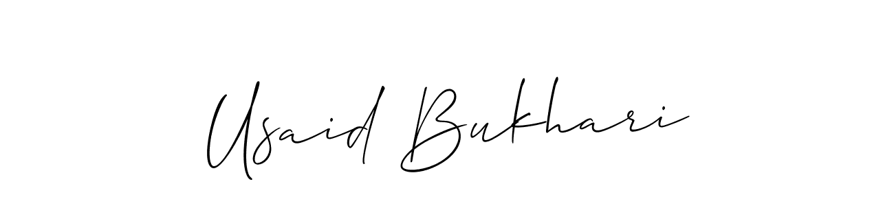 How to make Usaid Bukhari name signature. Use Allison_Script style for creating short signs online. This is the latest handwritten sign. Usaid Bukhari signature style 2 images and pictures png