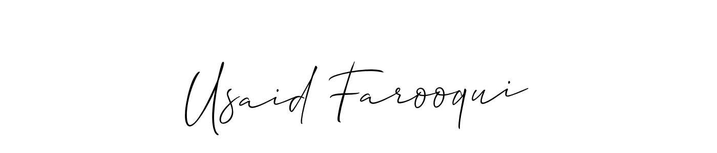 Make a beautiful signature design for name Usaid Farooqui. With this signature (Allison_Script) style, you can create a handwritten signature for free. Usaid Farooqui signature style 2 images and pictures png