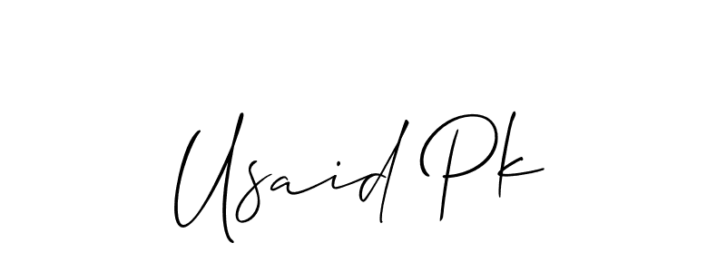 Design your own signature with our free online signature maker. With this signature software, you can create a handwritten (Allison_Script) signature for name Usaid Pk. Usaid Pk signature style 2 images and pictures png