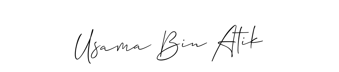 Use a signature maker to create a handwritten signature online. With this signature software, you can design (Allison_Script) your own signature for name Usama Bin Atik. Usama Bin Atik signature style 2 images and pictures png