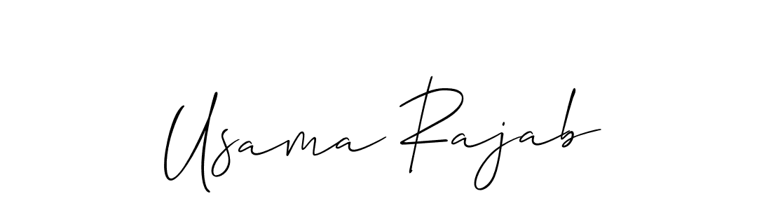 Allison_Script is a professional signature style that is perfect for those who want to add a touch of class to their signature. It is also a great choice for those who want to make their signature more unique. Get Usama Rajab name to fancy signature for free. Usama Rajab signature style 2 images and pictures png