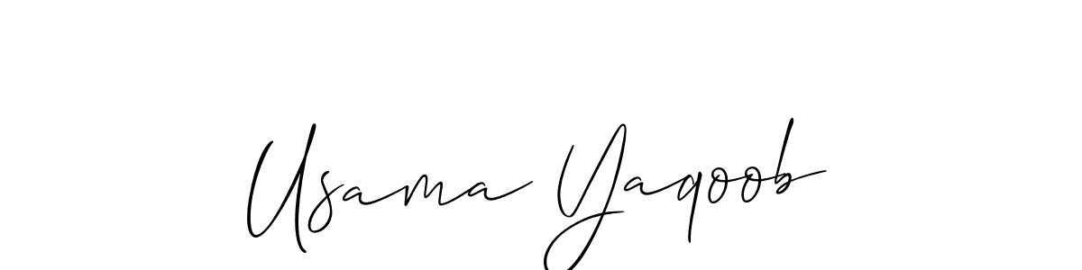 Use a signature maker to create a handwritten signature online. With this signature software, you can design (Allison_Script) your own signature for name Usama Yaqoob. Usama Yaqoob signature style 2 images and pictures png