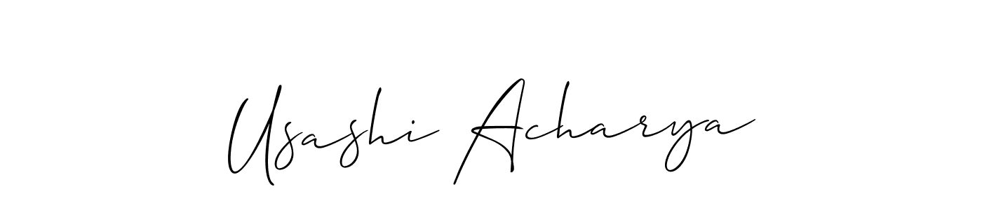 Make a beautiful signature design for name Usashi Acharya. With this signature (Allison_Script) style, you can create a handwritten signature for free. Usashi Acharya signature style 2 images and pictures png