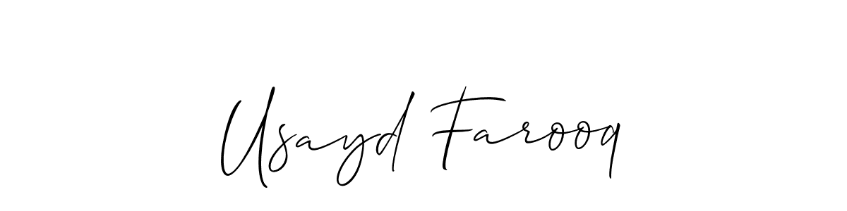 The best way (Allison_Script) to make a short signature is to pick only two or three words in your name. The name Usayd Farooq include a total of six letters. For converting this name. Usayd Farooq signature style 2 images and pictures png