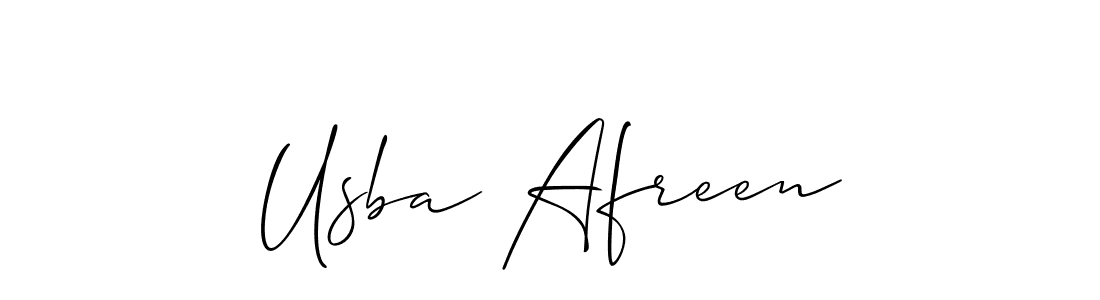 Use a signature maker to create a handwritten signature online. With this signature software, you can design (Allison_Script) your own signature for name Usba Afreen. Usba Afreen signature style 2 images and pictures png