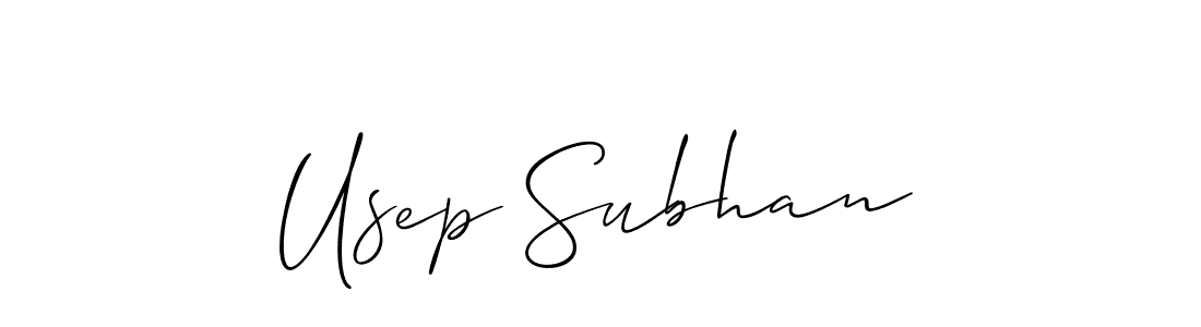 Design your own signature with our free online signature maker. With this signature software, you can create a handwritten (Allison_Script) signature for name Usep Subhan. Usep Subhan signature style 2 images and pictures png