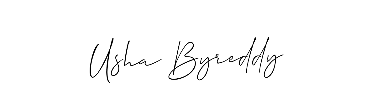 Make a beautiful signature design for name Usha Byreddy. With this signature (Allison_Script) style, you can create a handwritten signature for free. Usha Byreddy signature style 2 images and pictures png