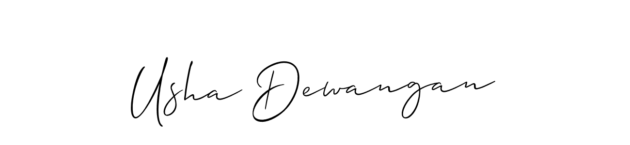 It looks lik you need a new signature style for name Usha Dewangan. Design unique handwritten (Allison_Script) signature with our free signature maker in just a few clicks. Usha Dewangan signature style 2 images and pictures png