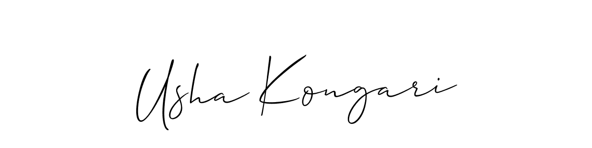 Allison_Script is a professional signature style that is perfect for those who want to add a touch of class to their signature. It is also a great choice for those who want to make their signature more unique. Get Usha Kongari name to fancy signature for free. Usha Kongari signature style 2 images and pictures png