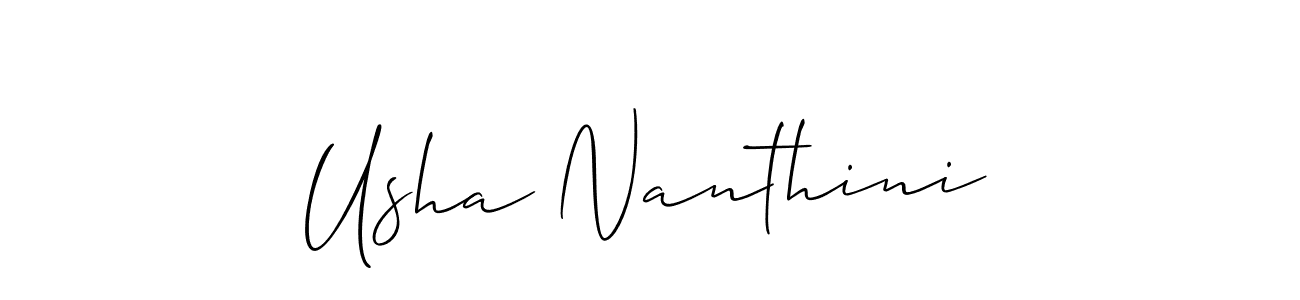 How to make Usha Nanthini name signature. Use Allison_Script style for creating short signs online. This is the latest handwritten sign. Usha Nanthini signature style 2 images and pictures png