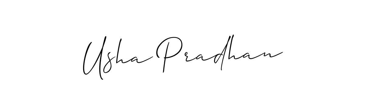 Usha Pradhan stylish signature style. Best Handwritten Sign (Allison_Script) for my name. Handwritten Signature Collection Ideas for my name Usha Pradhan. Usha Pradhan signature style 2 images and pictures png