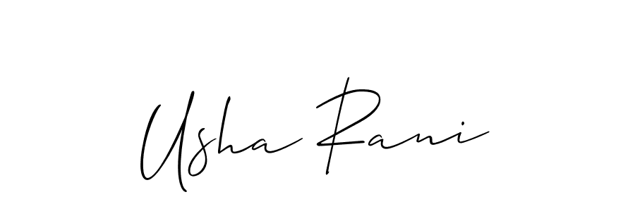 Similarly Allison_Script is the best handwritten signature design. Signature creator online .You can use it as an online autograph creator for name Usha Rani. Usha Rani signature style 2 images and pictures png
