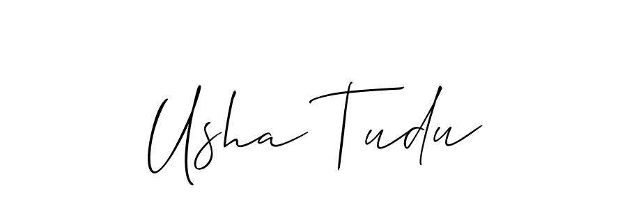 How to make Usha Tudu name signature. Use Allison_Script style for creating short signs online. This is the latest handwritten sign. Usha Tudu signature style 2 images and pictures png