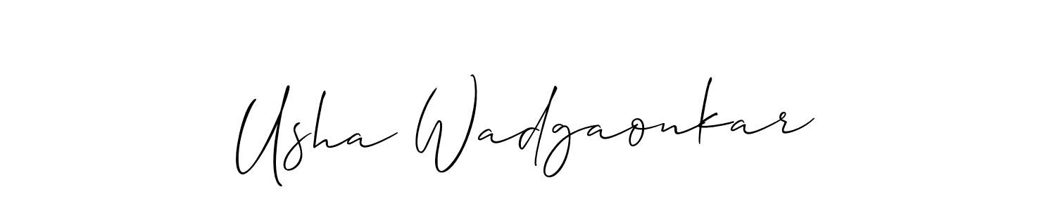 Allison_Script is a professional signature style that is perfect for those who want to add a touch of class to their signature. It is also a great choice for those who want to make their signature more unique. Get Usha Wadgaonkar name to fancy signature for free. Usha Wadgaonkar signature style 2 images and pictures png