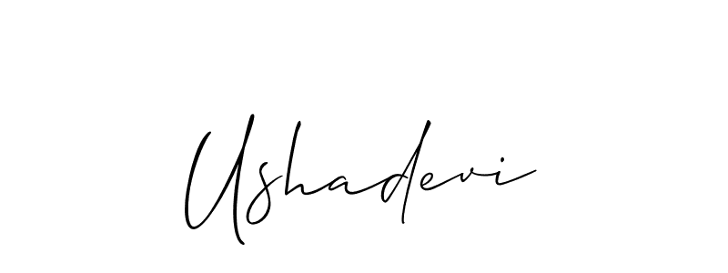 Design your own signature with our free online signature maker. With this signature software, you can create a handwritten (Allison_Script) signature for name Ushadevi. Ushadevi signature style 2 images and pictures png
