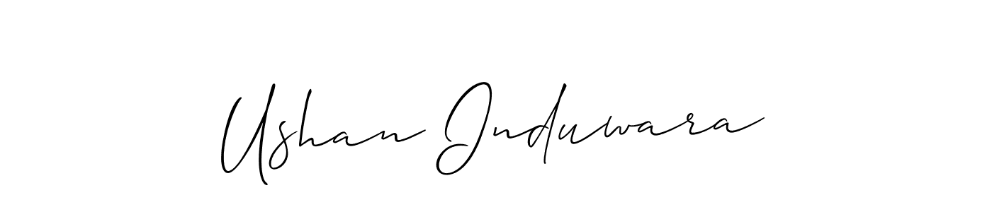 Create a beautiful signature design for name Ushan Induwara. With this signature (Allison_Script) fonts, you can make a handwritten signature for free. Ushan Induwara signature style 2 images and pictures png