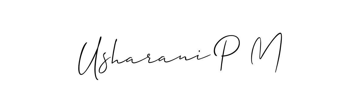 Best and Professional Signature Style for Usharani P M. Allison_Script Best Signature Style Collection. Usharani P M signature style 2 images and pictures png