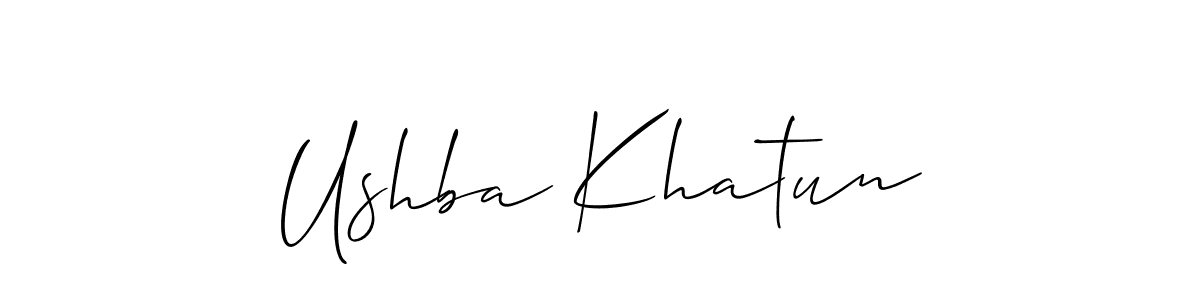 Also You can easily find your signature by using the search form. We will create Ushba Khatun name handwritten signature images for you free of cost using Allison_Script sign style. Ushba Khatun signature style 2 images and pictures png