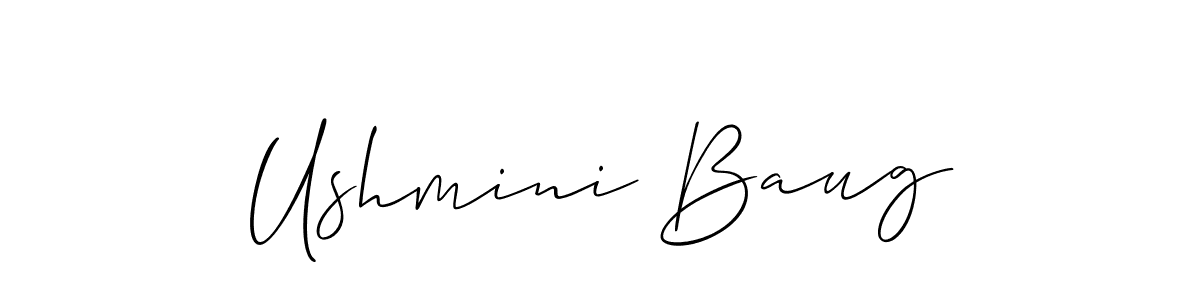 Create a beautiful signature design for name Ushmini Baug. With this signature (Allison_Script) fonts, you can make a handwritten signature for free. Ushmini Baug signature style 2 images and pictures png