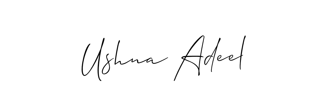 How to make Ushna Adeel name signature. Use Allison_Script style for creating short signs online. This is the latest handwritten sign. Ushna Adeel signature style 2 images and pictures png