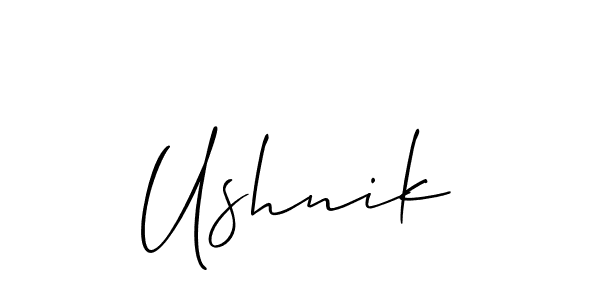 Ushnik stylish signature style. Best Handwritten Sign (Allison_Script) for my name. Handwritten Signature Collection Ideas for my name Ushnik. Ushnik signature style 2 images and pictures png