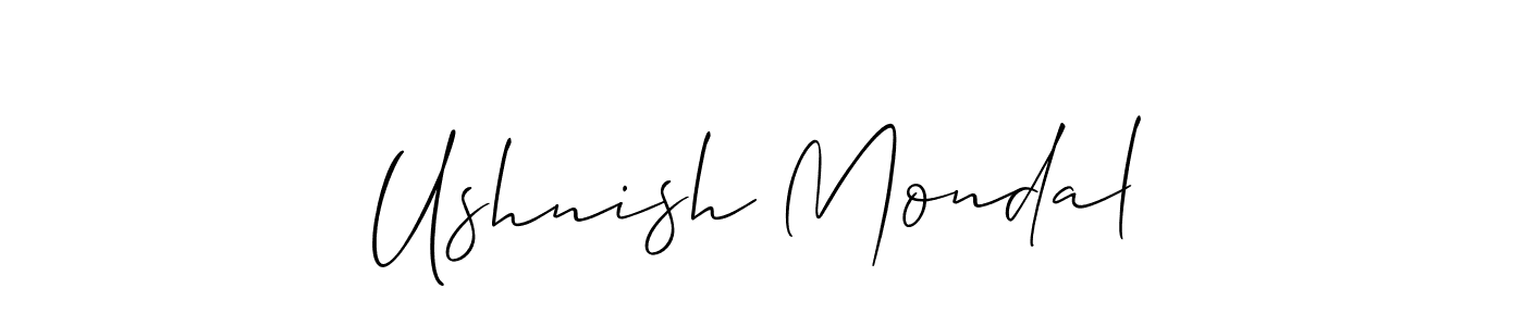 You should practise on your own different ways (Allison_Script) to write your name (Ushnish Mondal) in signature. don't let someone else do it for you. Ushnish Mondal signature style 2 images and pictures png