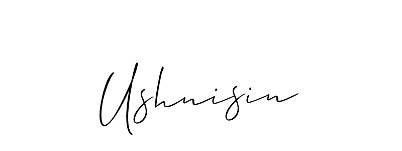The best way (Allison_Script) to make a short signature is to pick only two or three words in your name. The name Ushnisin include a total of six letters. For converting this name. Ushnisin signature style 2 images and pictures png