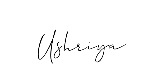 Create a beautiful signature design for name Ushriya. With this signature (Allison_Script) fonts, you can make a handwritten signature for free. Ushriya signature style 2 images and pictures png