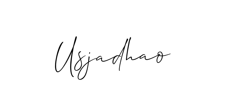 Also You can easily find your signature by using the search form. We will create Usjadhao name handwritten signature images for you free of cost using Allison_Script sign style. Usjadhao signature style 2 images and pictures png