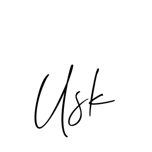 Design your own signature with our free online signature maker. With this signature software, you can create a handwritten (Allison_Script) signature for name Usk. Usk signature style 2 images and pictures png