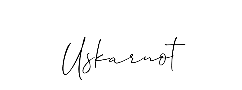 Allison_Script is a professional signature style that is perfect for those who want to add a touch of class to their signature. It is also a great choice for those who want to make their signature more unique. Get Uskarnot name to fancy signature for free. Uskarnot signature style 2 images and pictures png