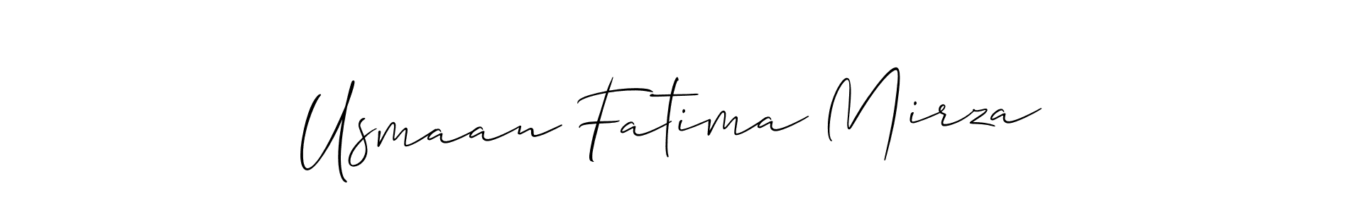 Design your own signature with our free online signature maker. With this signature software, you can create a handwritten (Allison_Script) signature for name Usmaan Fatima Mirza. Usmaan Fatima Mirza signature style 2 images and pictures png