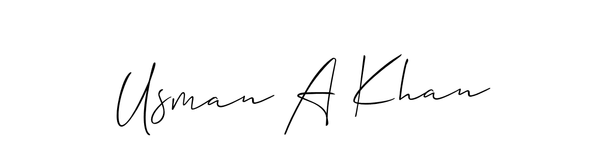 How to make Usman A Khan name signature. Use Allison_Script style for creating short signs online. This is the latest handwritten sign. Usman A Khan signature style 2 images and pictures png