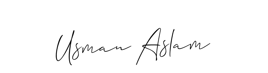Allison_Script is a professional signature style that is perfect for those who want to add a touch of class to their signature. It is also a great choice for those who want to make their signature more unique. Get Usman Aslam name to fancy signature for free. Usman Aslam signature style 2 images and pictures png