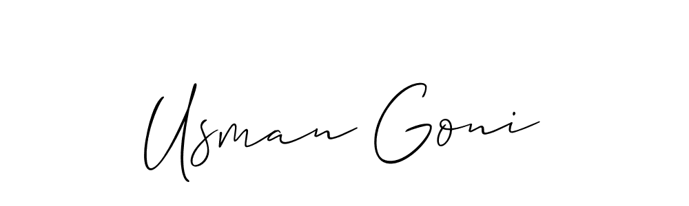 Make a short Usman Goni signature style. Manage your documents anywhere anytime using Allison_Script. Create and add eSignatures, submit forms, share and send files easily. Usman Goni signature style 2 images and pictures png