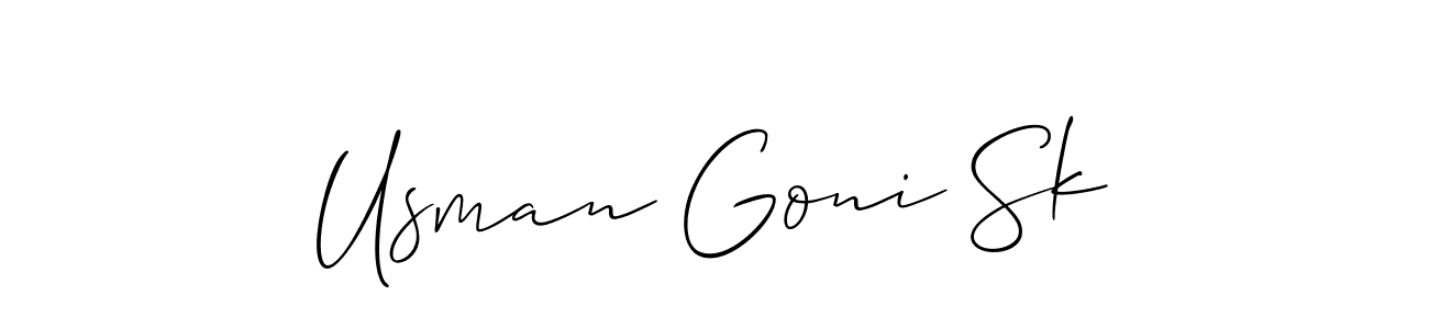 Similarly Allison_Script is the best handwritten signature design. Signature creator online .You can use it as an online autograph creator for name Usman Goni Sk. Usman Goni Sk signature style 2 images and pictures png