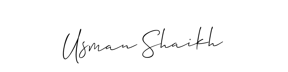 Make a beautiful signature design for name Usman Shaikh. With this signature (Allison_Script) style, you can create a handwritten signature for free. Usman Shaikh signature style 2 images and pictures png