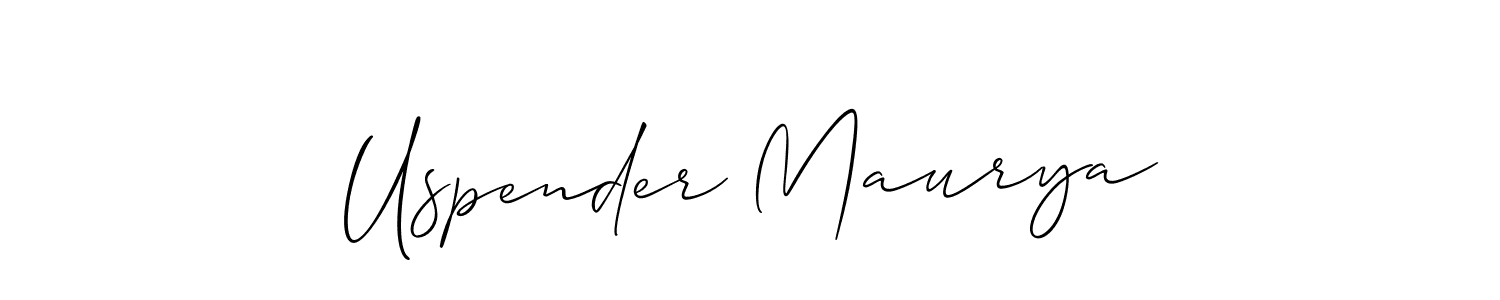 How to make Uspender Maurya signature? Allison_Script is a professional autograph style. Create handwritten signature for Uspender Maurya name. Uspender Maurya signature style 2 images and pictures png