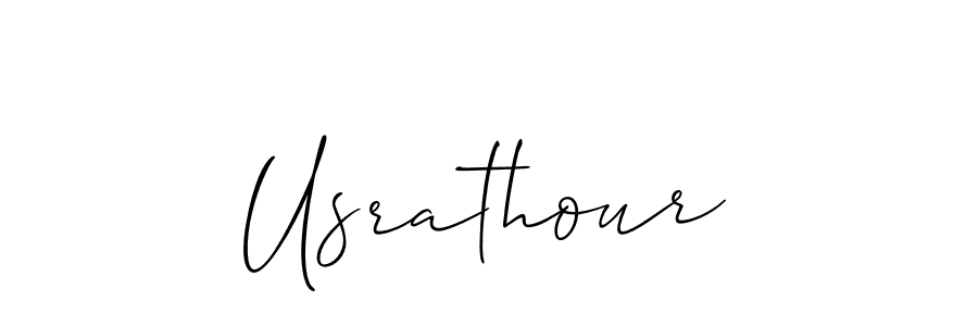 The best way (Allison_Script) to make a short signature is to pick only two or three words in your name. The name Usrathour include a total of six letters. For converting this name. Usrathour signature style 2 images and pictures png