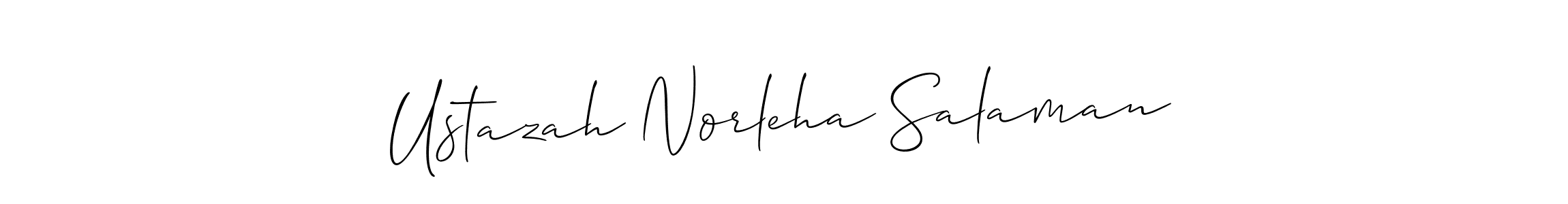 How to make Ustazah Norleha Salaman name signature. Use Allison_Script style for creating short signs online. This is the latest handwritten sign. Ustazah Norleha Salaman signature style 2 images and pictures png