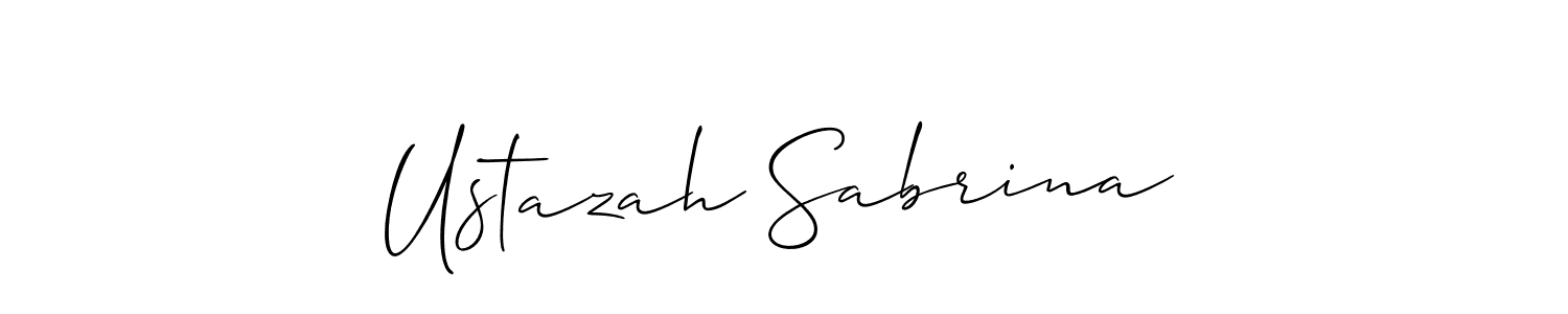 Also You can easily find your signature by using the search form. We will create Ustazah Sabrina name handwritten signature images for you free of cost using Allison_Script sign style. Ustazah Sabrina signature style 2 images and pictures png