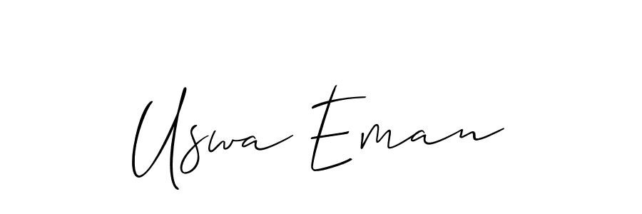 The best way (Allison_Script) to make a short signature is to pick only two or three words in your name. The name Uswa Eman include a total of six letters. For converting this name. Uswa Eman signature style 2 images and pictures png