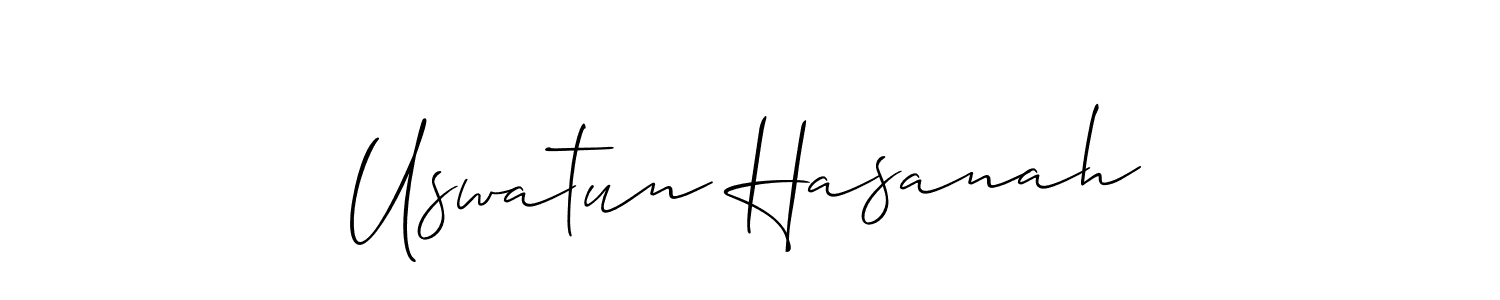 How to make Uswatun Hasanah signature? Allison_Script is a professional autograph style. Create handwritten signature for Uswatun Hasanah name. Uswatun Hasanah signature style 2 images and pictures png