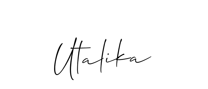 How to make Utalika name signature. Use Allison_Script style for creating short signs online. This is the latest handwritten sign. Utalika signature style 2 images and pictures png
