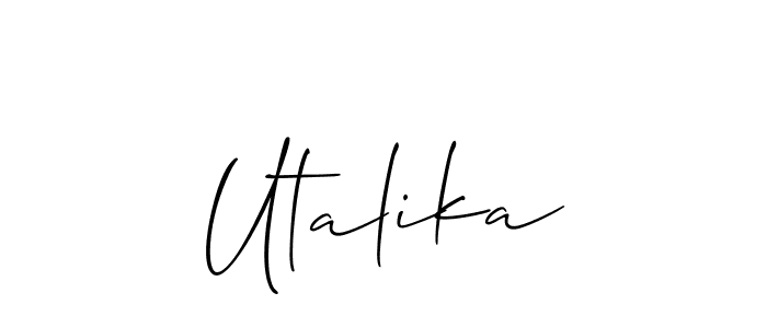 Also You can easily find your signature by using the search form. We will create Utalika name handwritten signature images for you free of cost using Allison_Script sign style. Utalika signature style 2 images and pictures png