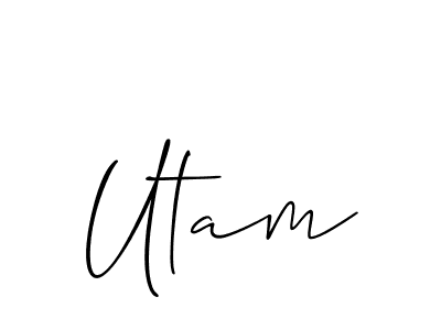 if you are searching for the best signature style for your name Utam. so please give up your signature search. here we have designed multiple signature styles  using Allison_Script. Utam signature style 2 images and pictures png
