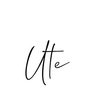 Make a beautiful signature design for name Ute. With this signature (Allison_Script) style, you can create a handwritten signature for free. Ute signature style 2 images and pictures png