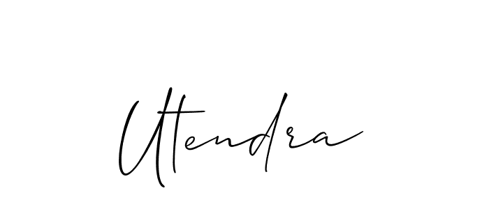 The best way (Allison_Script) to make a short signature is to pick only two or three words in your name. The name Utendra include a total of six letters. For converting this name. Utendra signature style 2 images and pictures png