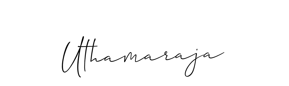 Allison_Script is a professional signature style that is perfect for those who want to add a touch of class to their signature. It is also a great choice for those who want to make their signature more unique. Get Uthamaraja name to fancy signature for free. Uthamaraja signature style 2 images and pictures png