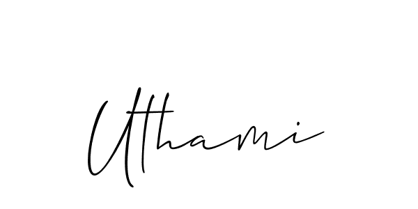 Uthami stylish signature style. Best Handwritten Sign (Allison_Script) for my name. Handwritten Signature Collection Ideas for my name Uthami. Uthami signature style 2 images and pictures png